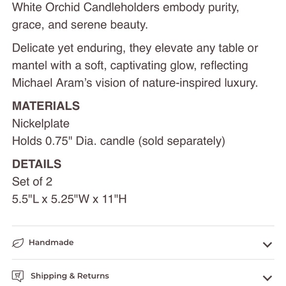 Michael Aram white orchid Silver Candle Holders - Picture 5 of 8